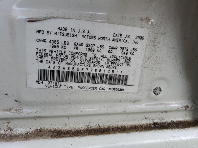 4A3AB56F77E017511 - 2007 MITSUBISHI GALANT ES PREMIUM WHITE photo 12