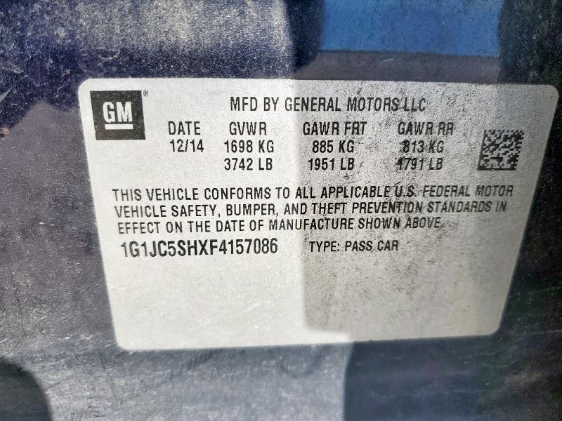 1G1JC5SHXF4157086 - 2015 CHEVROLET SONIC LT BLUE photo 13