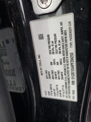 5YJ3E1EA4PF394250 - 2023 TESLA MODEL 3 Schwarz Foto 12