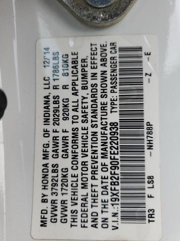 19XFB2F90FE220938 - 2015 HONDA CIVIC EXL WHITE photo 12