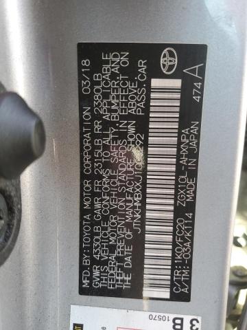 JTNKHMBXXJ1004292 - 2018 TOYOTA C-HR XLE Արծաթագույն լուսանկար 13