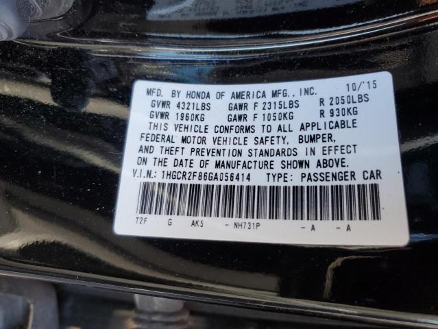 1HGCR2F86GA056414 - 2016 HONDA ACCORD EXL BLACK photo 12