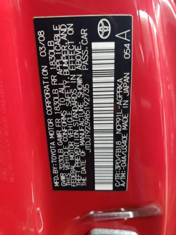 JTDJT923985192735 - 2008 TOYOTA YARIS RED photo 13