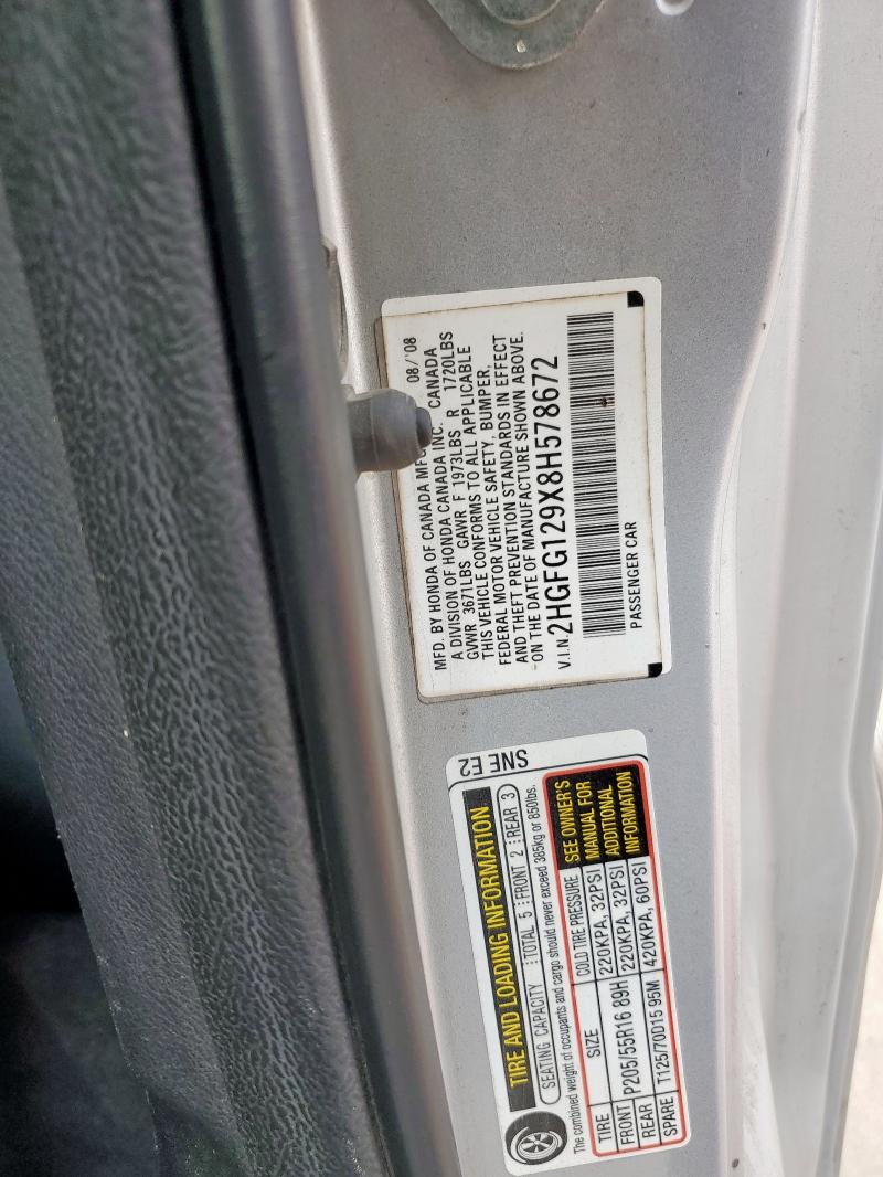 2HGFG129X8H578672 - 2008 HONDA CIVIC EXL Gümüş foto 13