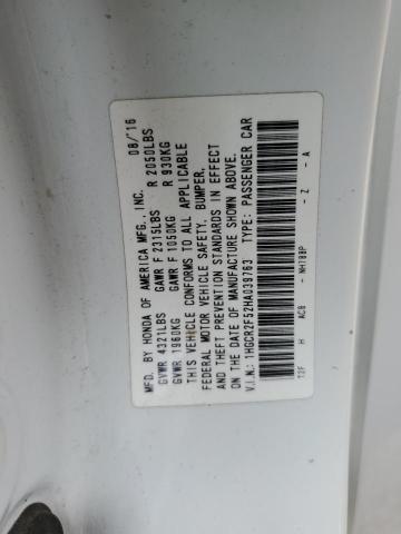 1HGCR2F52HA039763 - 2017 HONDA ACCORD SPORT Blanc photo 12