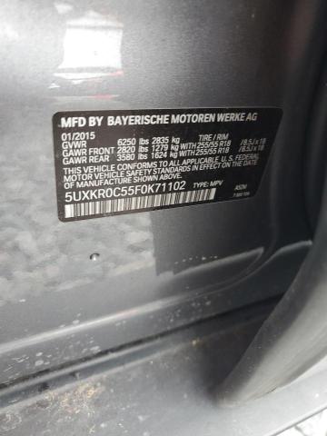 5UXKR0C55F0K71102 - 2015 BMW X5 XDRIVE35I GRAY photo 14