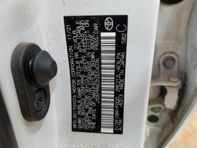 JTDEPMAE2N3004236 - 2022 TOYOTA COROLLA LE Սպիտակ լուսանկար 12