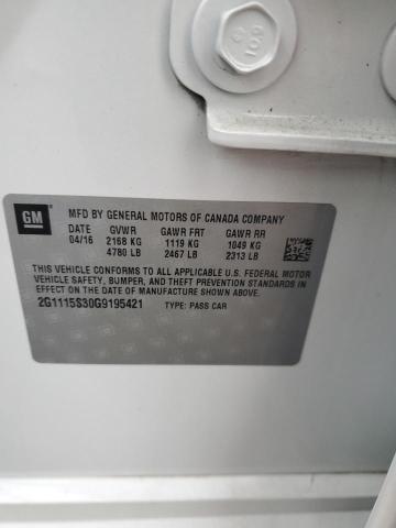 2G1115S30G9195421 - 2016 CHEVROLET IMPALA LT WHITE photo 13