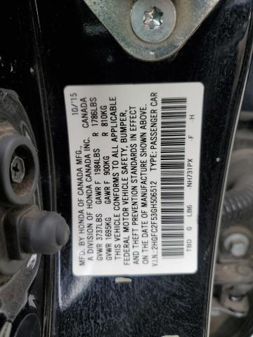 2HGFC2F53GH506512 - 2016 HONDA CIVIC LX BLACK photo 12
