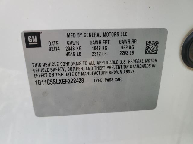 1G11C5SLXEF222428 - 2014 CHEVROLET MALIBU 1LT WHITE photo 12