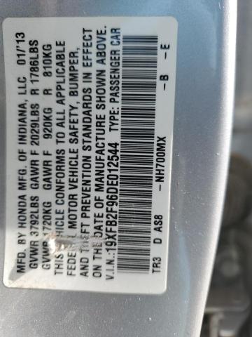 19XFB2F96DE012544 - 2013 HONDA CIVIC EXL SILVER photo 12