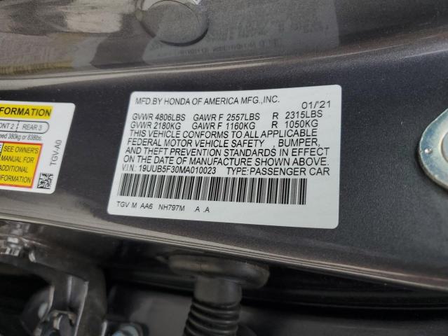 19UUB5F30MA010023 - 2021 ACURA TLX GRAY photo 13