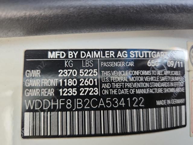 WDDHF8JB2CA534122 - 2012 MERCEDES-BENZ E 350 4MATIC WHITE photo 12