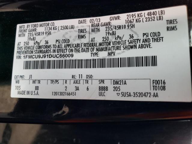 1FMCU9J91DUC66009 - 2013 FORD ESCAPE TITANIUM შავი ფოტო 13