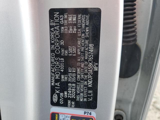 KNDJP3A58K7657408 - 2019 KIA SOUL + SILVER photo 12