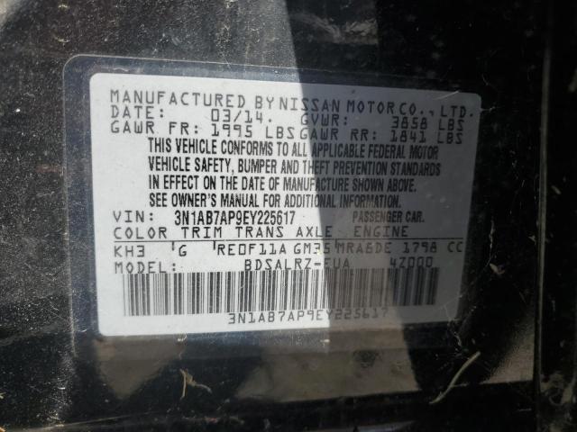 3N1AB7AP9EY225617 - 2014 NISSAN SENTRA S შავი ფოტო 12