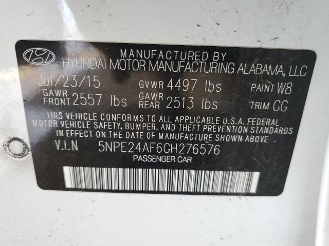 5NPE24AF6GH276576 - 2016 HYUNDAI SONATA SE WHITE photo 12