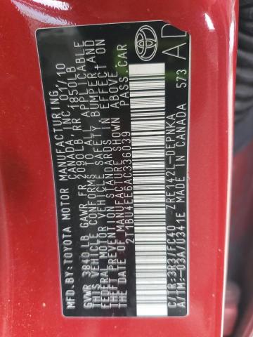 2T1BU4EE6AC336039 - 2010 TOYOTA COROLLA BASE Qırmızı foto 13