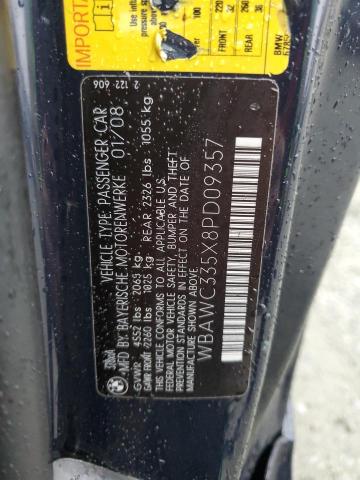 WBAWC335X8PD09357 - 2008 BMW 328I XI BLUE photo 12