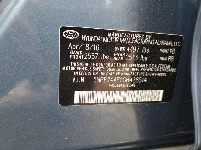 5NPE24AF0GH428514 - 2016 HYUNDAI SONATA SE BLUE photo 12