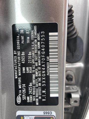 5XXGN4A70FG407553 - 2015 KIA OPTIMA EX SILVER photo 12