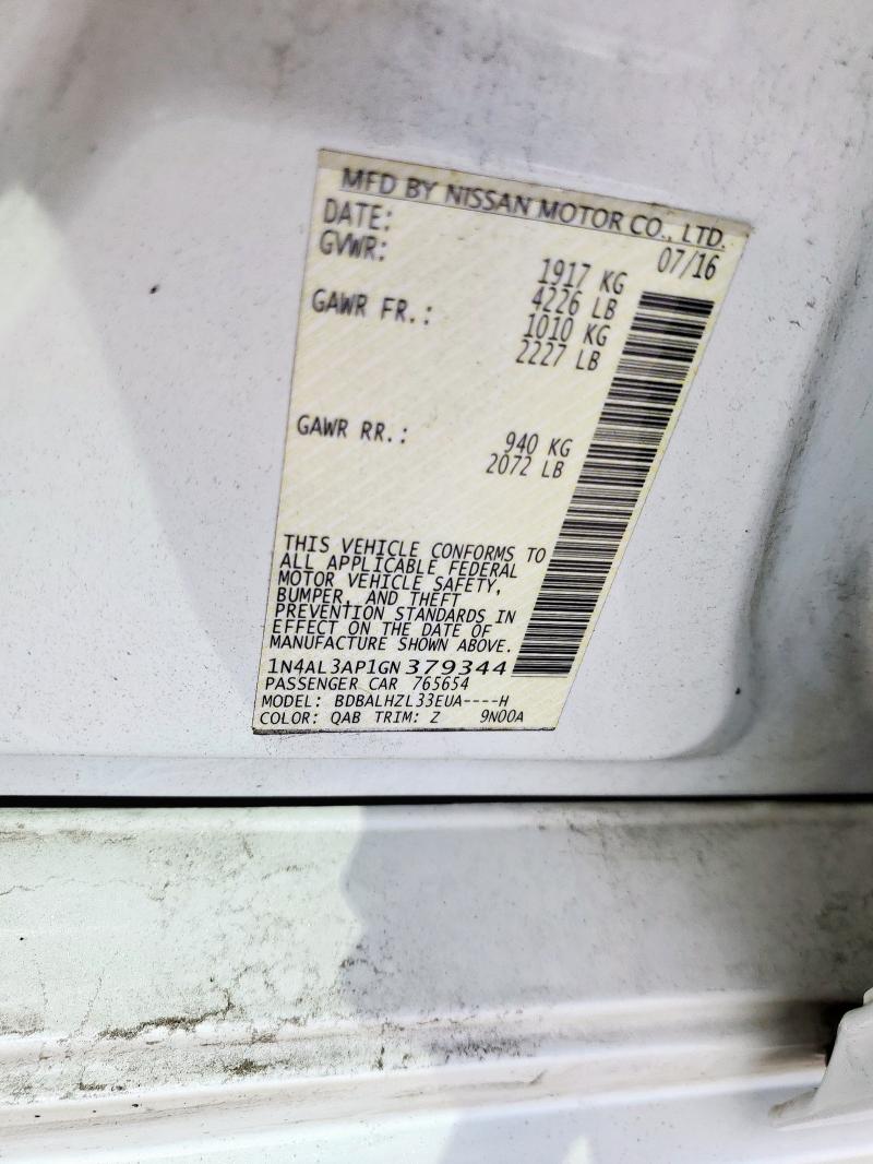 1N4AL3AP1GN379344 - 2016 NISSAN ALTIMA 2.5 თეთრი ფოტო 13