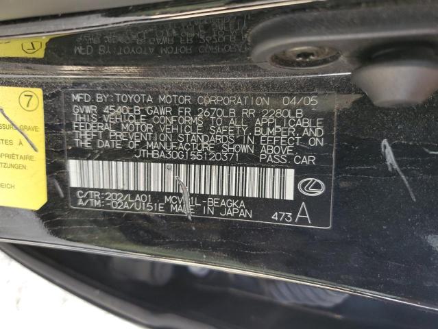 JTHBA30G155120371 - 2005 LEXUS ES 330 BLACK photo 13