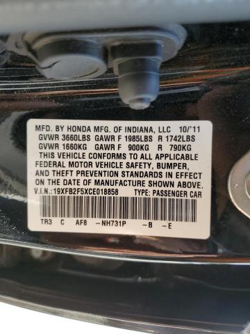 19XFB2F5XCE018858 - 2012 HONDA CIVIC LX შავი ფოტო 13