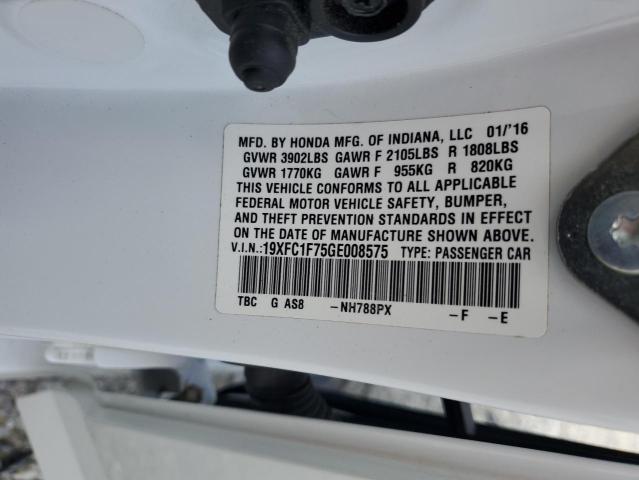 19XFC1F75GE008575 - 2016 HONDA CIVIC EXL Ağ foto 13