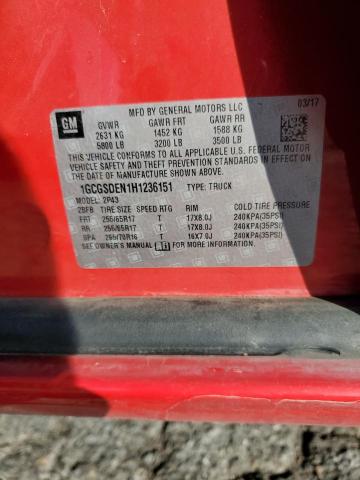 1GCGSDEN1H1236151 - 2017 CHEVROLET COLORADO Z71 RED photo 12