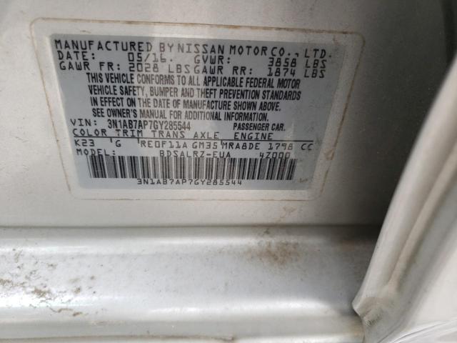 3N1AB7AP7GY285544 - 2016 NISSAN SENTRA S SILVER photo 12