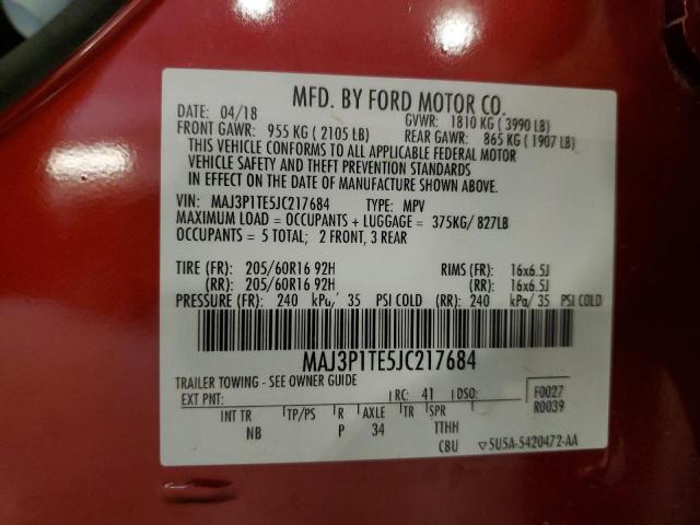 MAJ3P1TE5JC217684 - 2018 FORD ECOSPORT SE Շագանակագույն լուսանկար 13