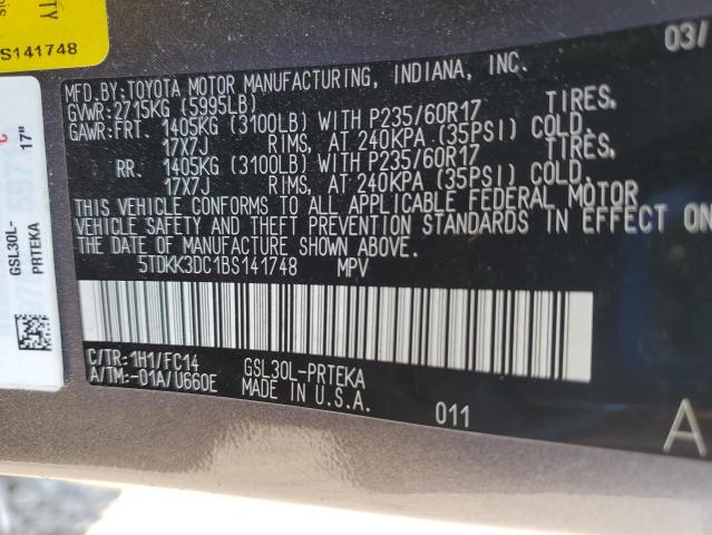 5TDKK3DC1BS141748 - 2011 TOYOTA SIENNA LE GRAY photo 13
