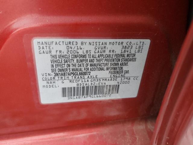 3N1AB7AP9GL660072 - 2016 NISSAN SENTRA S RED photo 12