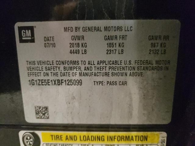 1G1ZE5E1XBF125099 - 2011 CHEVROLET MALIBU LTZ შავი ფოტო 12
