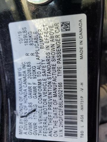 2HGFC2F86LH502166 - 2020 HONDA CIVIC SPORT 黑色 照片 12