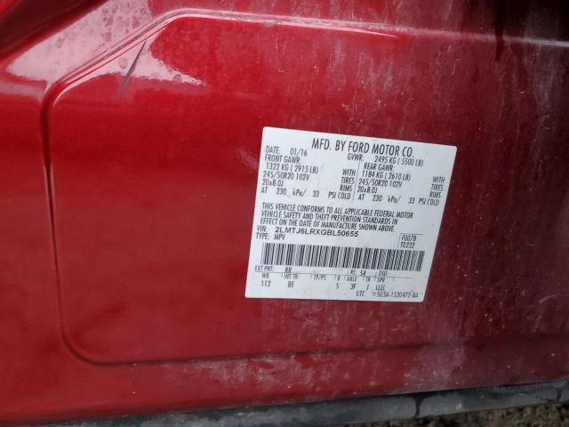 2LMTJ6LRXGBL50655 - 2016 LINCOLN MKX RESERVE Қызыл фото 12