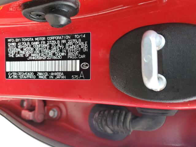 JTHKD5BH2F2218630 - 2015 LEXUS CT 200 RED photo 13