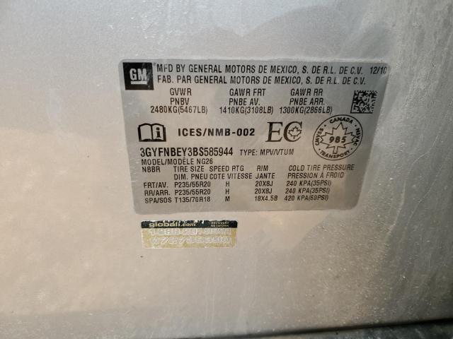 3GYFNBEY3BS585944 - 2011 CADILLAC SRX PERFORMANCE COLLECTION Күміс фото 13