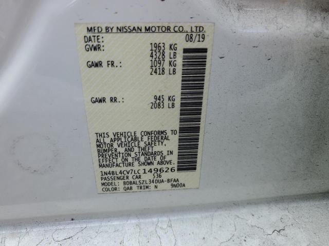 1N4BL4CV7LC149626 - 2020 NISSAN ALTIMA SR WHITE photo 12