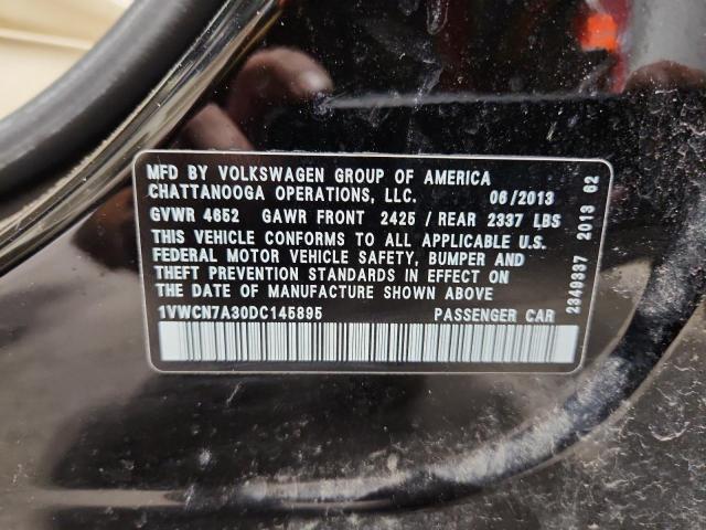 1VWCN7A30DC145895 - 2013 VOLKSWAGEN PASSAT SEL BLACK photo 12