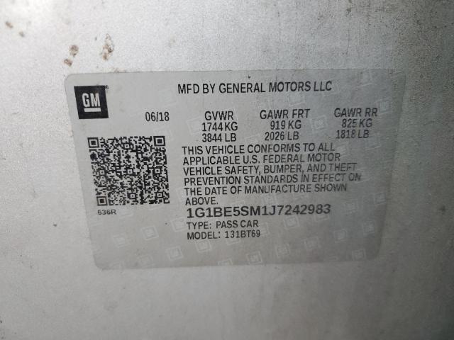 1G1BE5SM1J7242983 - 2018 CHEVROLET CRUZE LT SILVER photo 13
