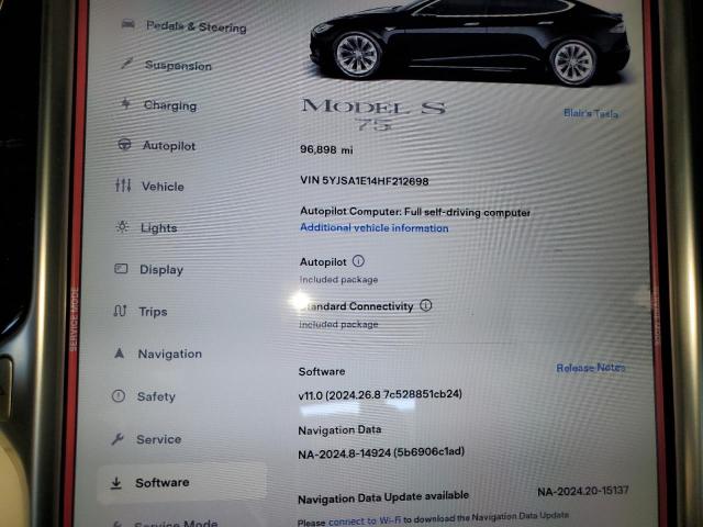 5YJSA1E14HF212698 - 2017 TESLA MODEL S BLACK photo 9