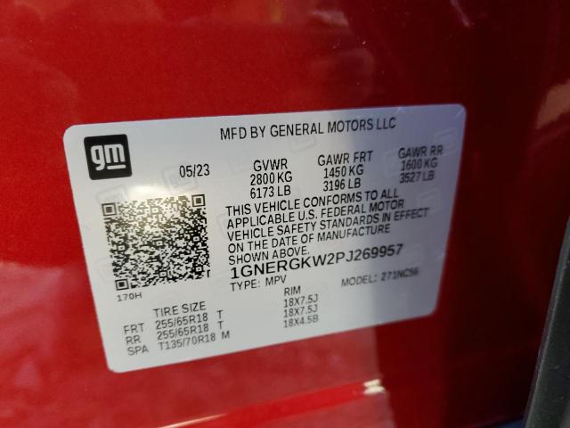 1GNERGKW2PJ269957 - 2023 CHEVROLET TRAVERSE LT RED photo 12