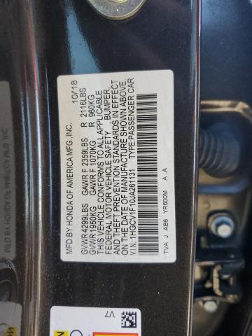 1HGCV1F10JA261131 - 2018 HONDA ACCORD LX CHARCOAL photo 12