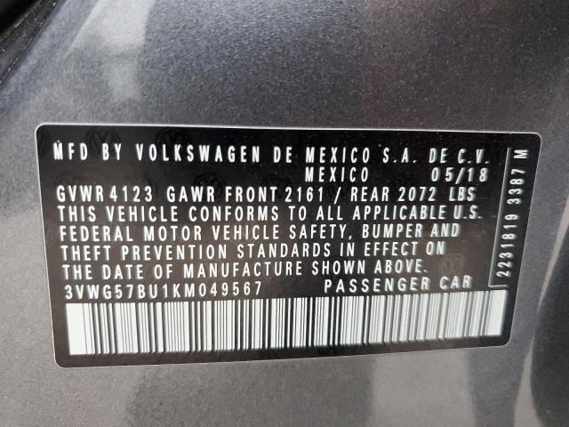 3VWG57BU1KM049567 - 2019 VOLKSWAGEN JETTA SEL PREMIUM GRAY photo 13