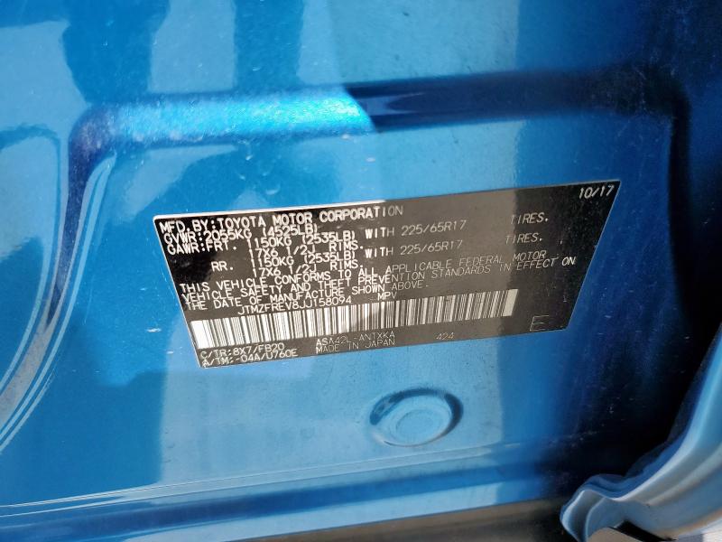 JTMZFREV8JJ158094 - 2018 TOYOTA RAV4 LE BLUE photo 13