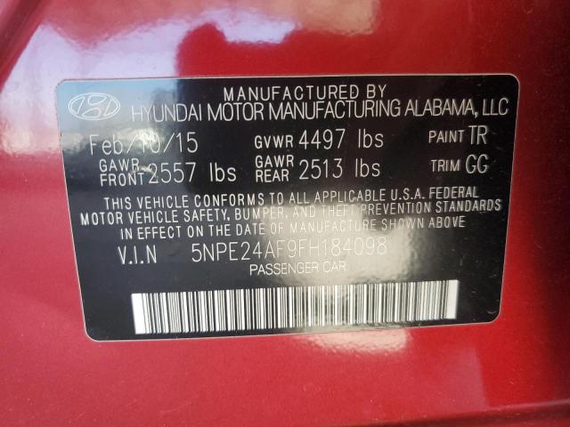 5NPE24AF9FH184098 - 2015 HYUNDAI SONATA SE RED photo 12