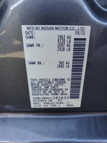 1N4BL4BVXLC285833 - 2020 NISSAN ALTIMA S CHARCOAL photo 12