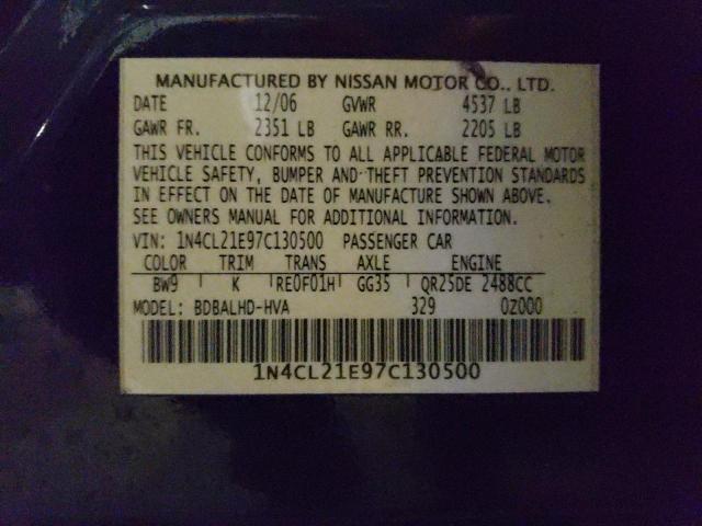 1N4CL21E97C130500 - 2007 NISSAN ALTIMA HYBRID BLUE photo 12